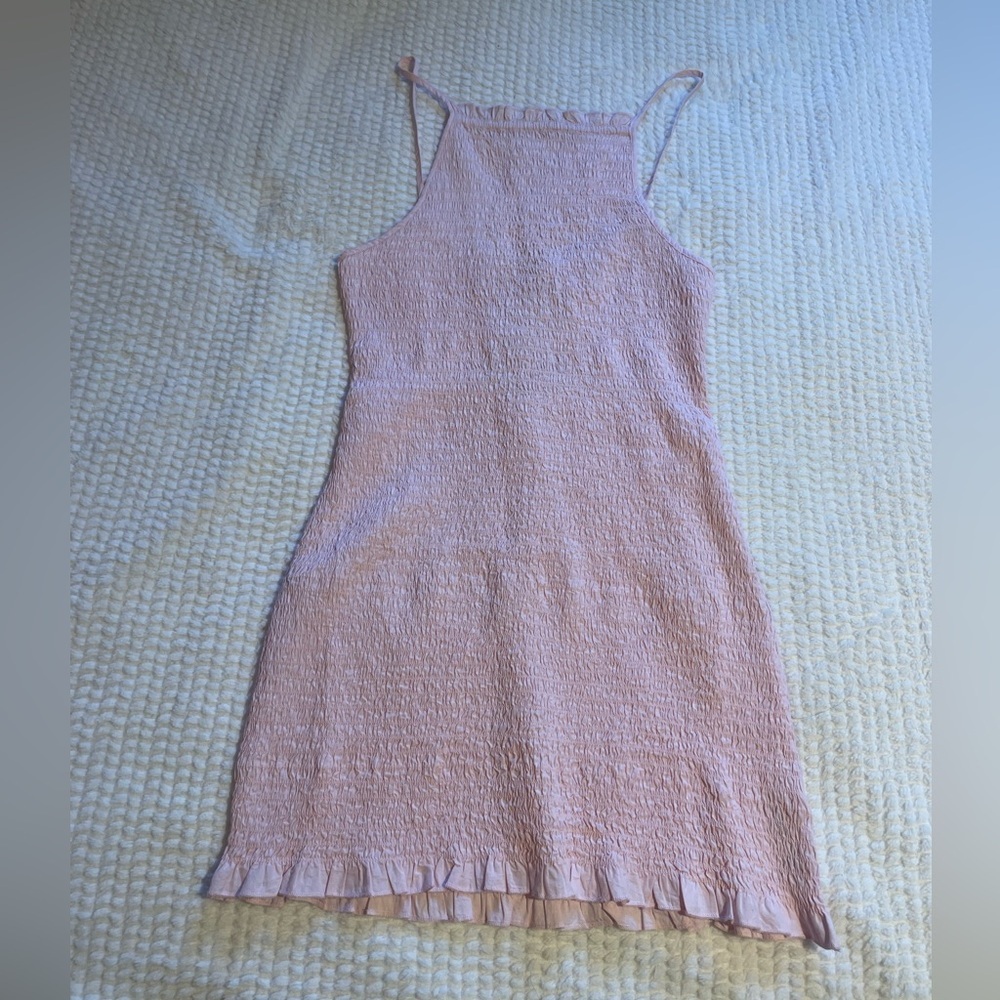 Free People | Lyla Smocked Open Back Strappy Mini Dress in Pink Chalk | NWT - Picture 2 of 16